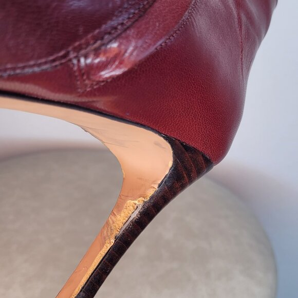 Nine West Burgundy Leather Heeled Ankle Boots – Size 12M - Picture 11 of 12